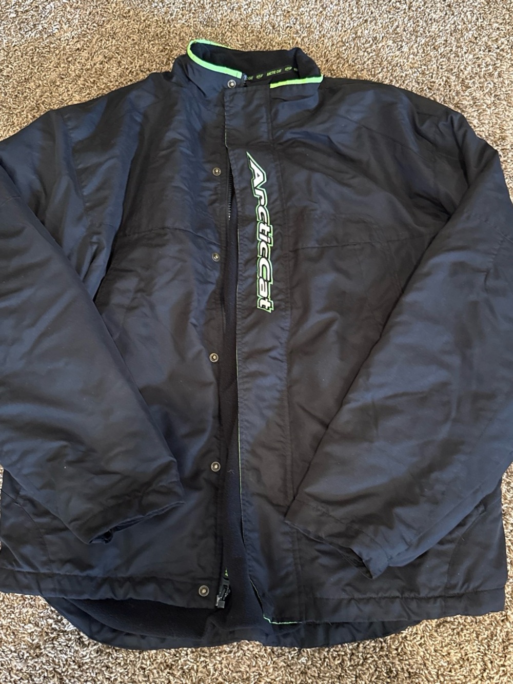 Arctic Cat Men's Black Puffer Jacket with Green Trim